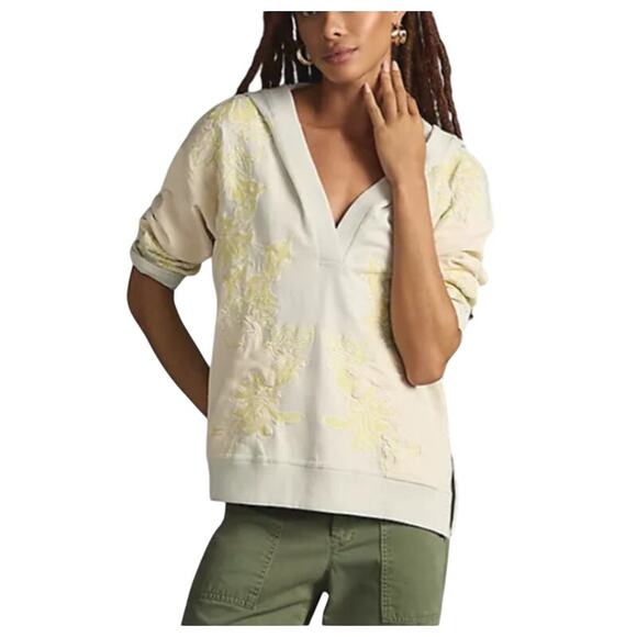 Daily Practice by Anthropologie Women's Oversized V-Neck Hoodie Gray Size Medium - Picture 3 of 12